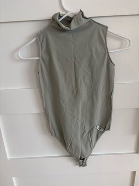 Skims Sleeveless High-Neck Bodysuit in Sage Green